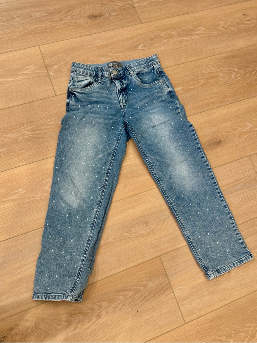 Democracy Blue Relaxed Women's Jeans with Rhinestone Embellishments